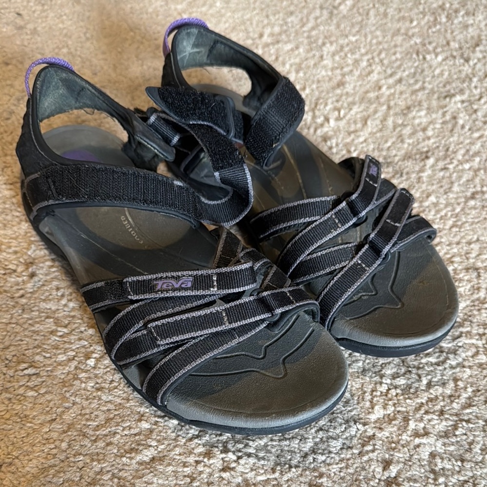 Teva Black and Purple Sporty Sandals with Cushioned Footbed